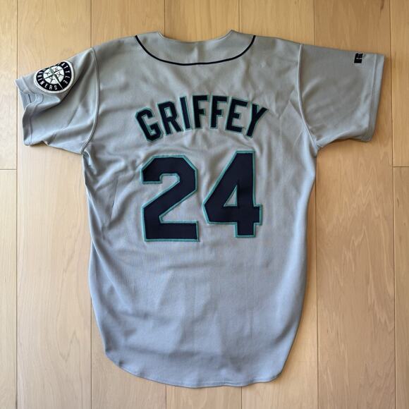 Vintage Ken Griffey JR Jersey 44 Gray 90s Russell Athletic Vintage - Picture 7 of 8